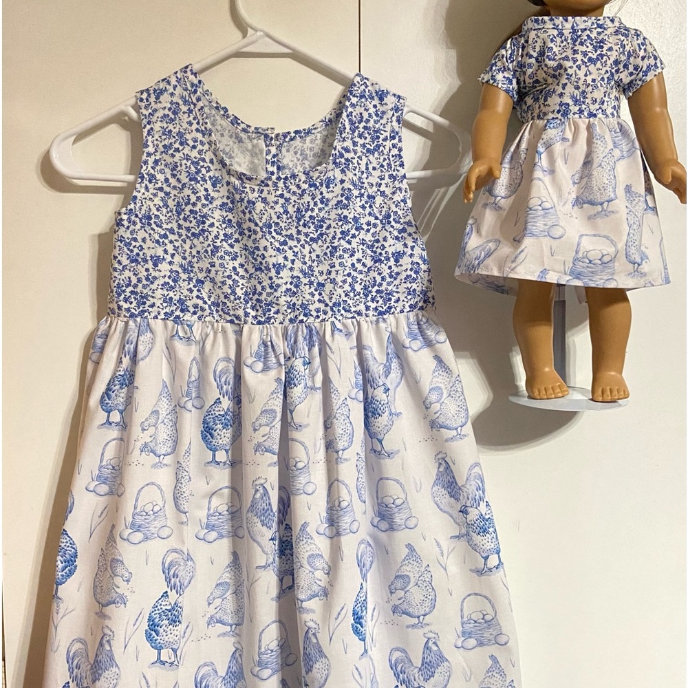 Handmade cotton chicken printed dress